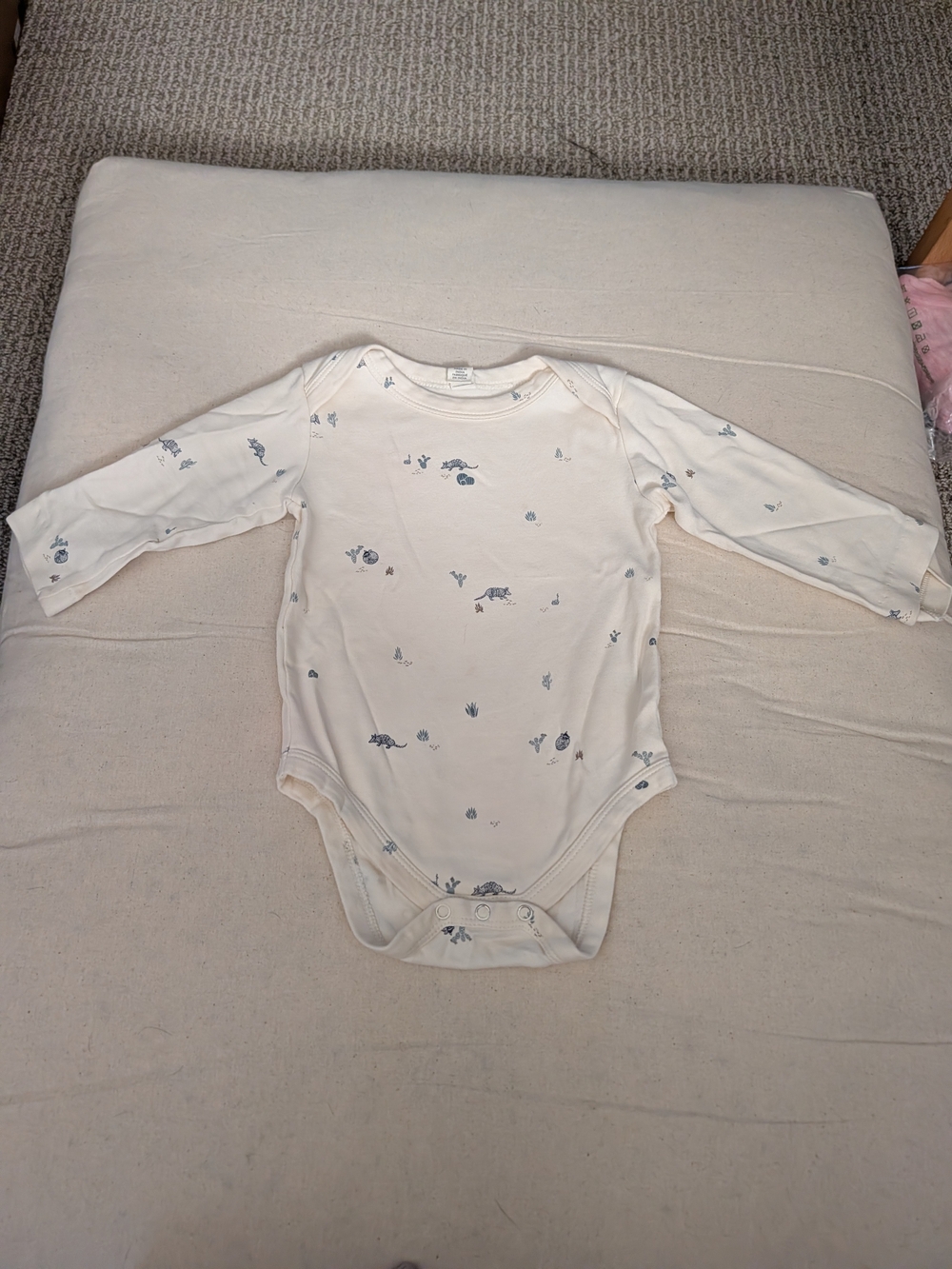 Colored Organics Baby Long Sleeve River Bodysuit, Armadillo Print, Size 12-18M
